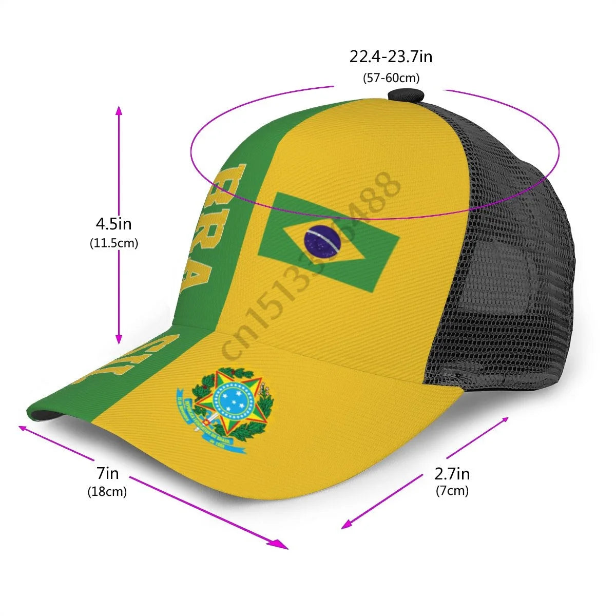 Brazil Brasil Soccer Country Flag Summer Sun Cap